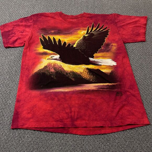 Vintage The Mountain Mens Shirt Size Medium M Short Sleeve Tee T Red USA Eagle - Picture 1 of 10